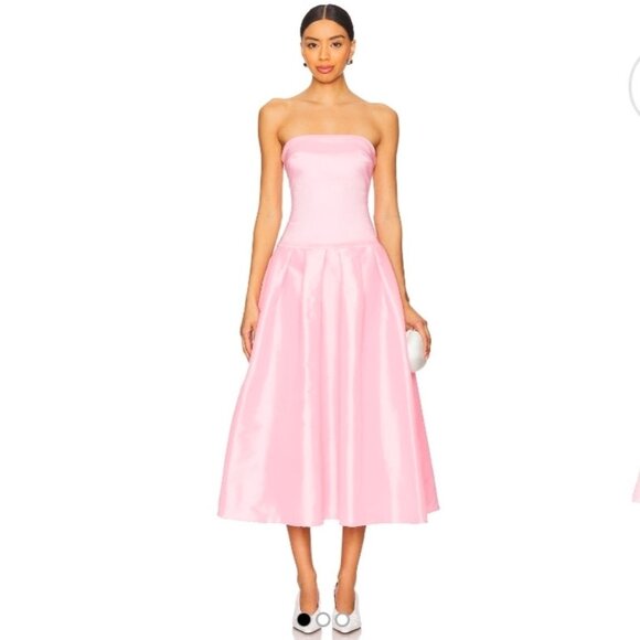 NWT MORE TO COME Cambria Strapless Dress In Pink Size L - Picture 1 of 11